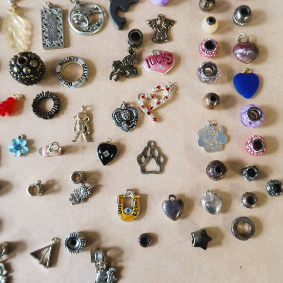 Jewelry - 100 Pc Pandora Style Charms European Beads Crystals Enamel Bundle Vintage & More